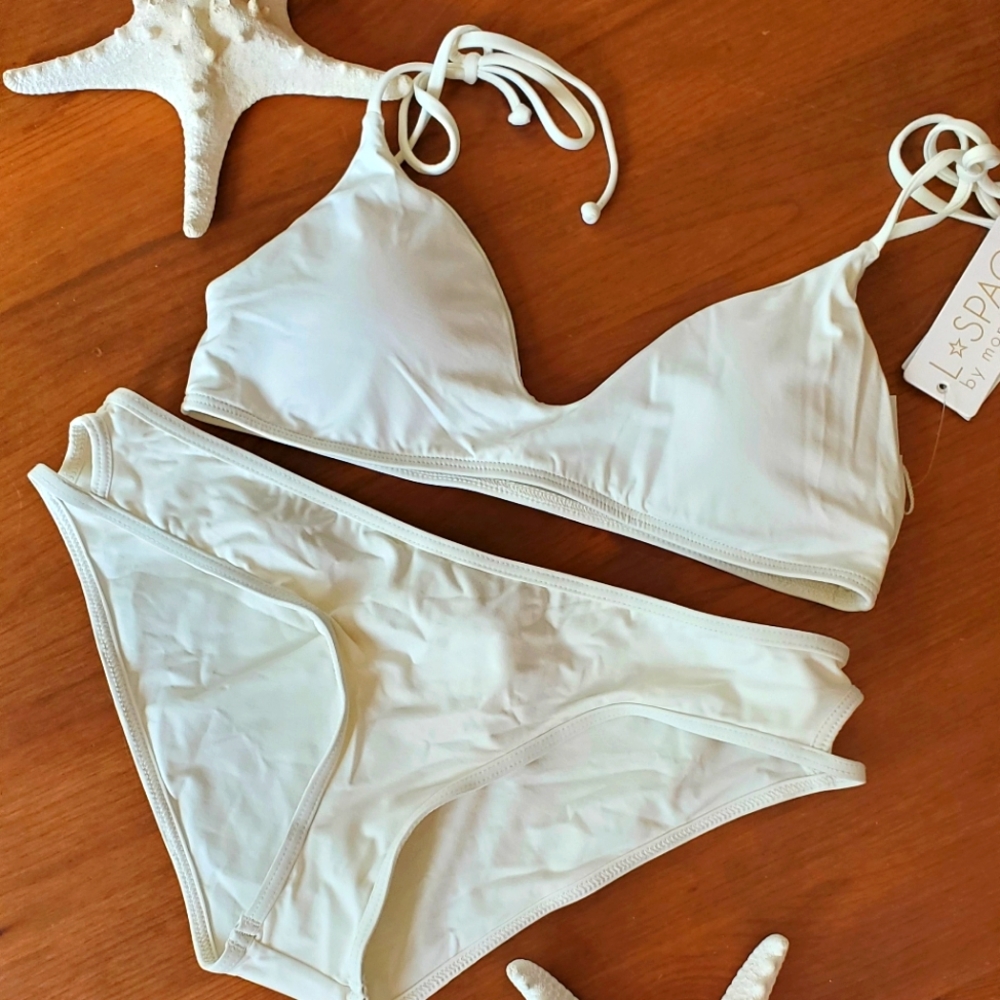 NWT L*SPACE Cream Rachel Bikini Bottom in M